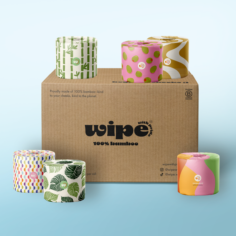 Premium 100% bamboo toilet roll wrapped in compostable paper