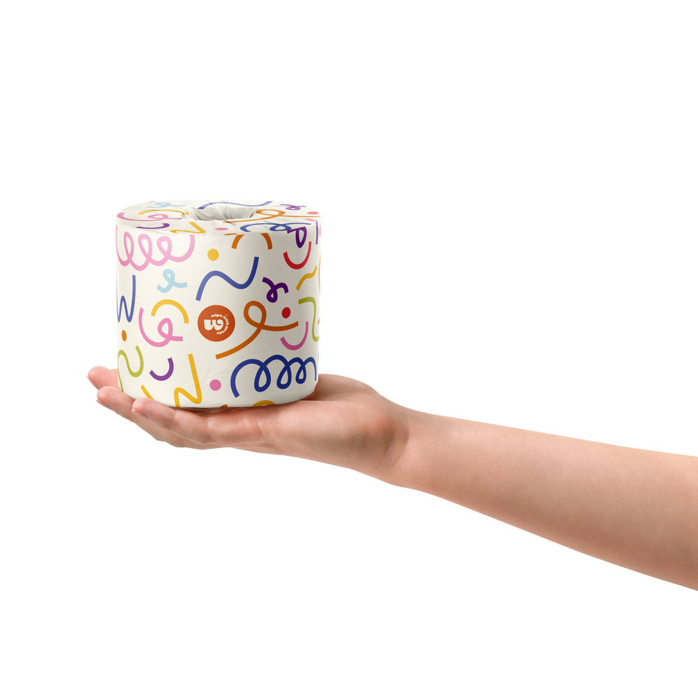 Stylish bamboo toilet paper roll with funky packaging